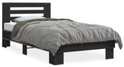 Estrutura de cama 90x190 cm derivados de madeira e metal preto