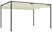 Outsunny Pérgola 400x300x222 cm Pérgola de Jardim com Teto Retrátil de Poliéster com Revestimento para Celebrações Festas Casamento Creme | Aosom Portugal