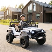 Carro elétrico de 24 V para crianças com controlo remoto, música, buzina, faróis LED e suspensão com molas – A partir dos 3 anos – 2 lugares – Preto+B