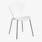 Cadeira De Jantar Empilhável Em Polipropileno E Ferro Uit Branco & Cinza Cromado - Sklum