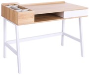 HOMCOM Secretária para Computador com Gaveta Prateleira Compartimentos Arrumação 100x55x81,5 cm Madeira e Metal