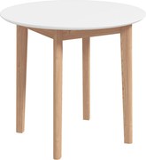 HOMCOM Mesa de Jantar Mesa de Cozinha Mesa Redonda, Design escandinavo, 75 cm x 75 cm x 76 cm, Branco + Natural | Aosom Portugal