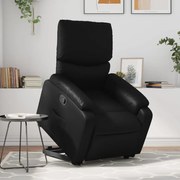 vidaXL Poltrona reclinável elevatória couro artificial preto