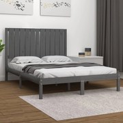 Estrutura de cama dupla pequena 120x190 cm madeira maciça cinza