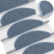 vidaXL Tapetes escada adesivos aspeto sisal 15 pcs 56x17x3 cm azul