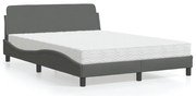 vidaXL Cama com colchão Dover 120x200 cm tecido cinzento-escuro