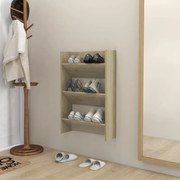 vidaXL Sapateira de parede 60x18x90 cm contraplacado carvalho sonoma