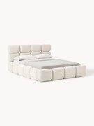 Cama estofada em teddy-bouclé com arrumação Tayla