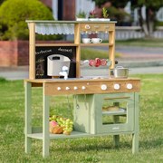 Cozinha de brincar para crianças de madeira ao ar livre 87,4 x 72,9 x 29 cm Verde
