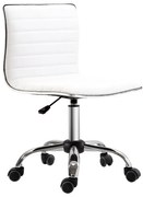 HOMCOM Cadeira Escritório sem Apoio para os Braços Cadeira de Escritório Giratória com Altura Ajustável 48x52x78-90 cm Branco | Aosom Portugal