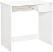 HOMCOM Mesa de Escritório, 80x45x75 cm Mesa Salva Espaço com Bandeja para Teclado, Gaveta para Documentos, Branco | Aosom Portugal