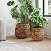 vidaXL Cesta de Plantas com armazenamento 2 pcs Castanho Rattan Lacak