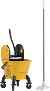 HOMCOM Balde de Esfregona com Rodas Espremedor Desmontável de Pressão para Baixo Capacidade 26 L Inclui Esfregona e Asa 45x31x90 cm  Amarelo | Aosom Portugal