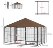 PawHut Parque para Cães com Toldo Canil para Exterior com Suporte Gira