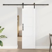 vidaXL Porta de Deslizamento com Conjunto de Ferragens Brancas 61x198,5 cm Madeira Sólida de Pinheiro