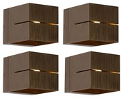 Conjunto de 4 Lâmpadas de Parede Inteligentes Bronze Escuro 9,7 cm Incl. WiFi G9 - Transfer Groove