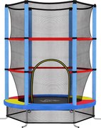 HOMCOM Trampolim Infantil Ø140x190 cm Trampolim para Crianças de 3-6 Anos com Rede de Segurança Carga 45 kg para Interior Azul | Aosom Portugal