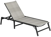 Outsunny Espreguiçadeira Dobrável para Jardim com Encosto Ajustável em 5 Níveis e Estrutura de Aço Carga 150 kg 183x62x32 cm Cinzento Claro | Aosom Portugal