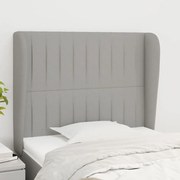 Cabeceira de cama c/ abas tecido 93x23x118/128cm cinzento-claro