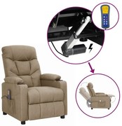 vidaXL Poltrona de massagens tecido cinzento-acastanhado