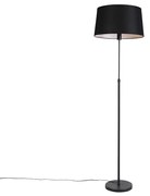 Candeeiro de pé preto com abajur de linho preto 45 cm ajustável - Parte Clássico / Antigo