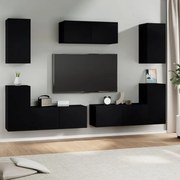vidaXL Conjunto móveis de TV 7 pcs madeira processada preto