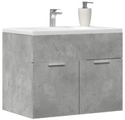 vidaXL Armário lavatório 60x38,5x46 cm contraplacado cinzento cimento
