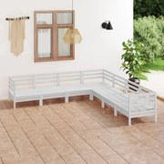 vidaXL 7 pcs conjunto lounge de jardim pinho maciço branco