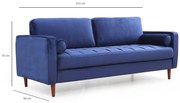 Sofá de 3 Lugares Rome – Azul Marinho – 215 x 90 x 70 cm