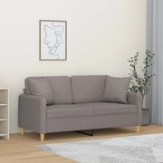 vidaXL Sofá 2 lug. +almofadas decoração 140cm tecido cinza-acastanhado