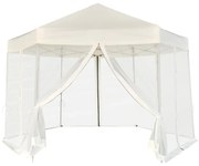 Tenda festas pop-up hexagonal 6 paredes 3,6x3,1 m branco creme