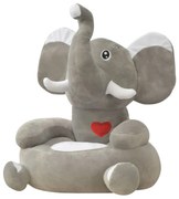 vidaXL Cadeira em pelúcia infantil, elefante, cinzento
