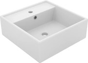 vidaXL Lavatório luxuoso quadrado 41x41 cm cerâmica branco mate