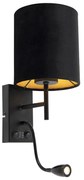 LED Candeeiro de parede Art Deco preto com abajur de veludo - Stacca Moderno