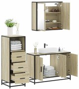 vidaXL 3 pcs conj. móveis casa banho derivados madeira carvalho sonoma