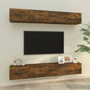 vidaXL Armários de parede p/ TV 4 pcs 100x30x30 cm carvalho fumado