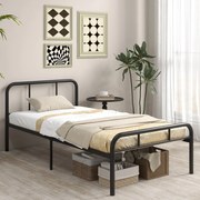 Cama 208 x 95 x 81 cm Estrutura metálica (COLCHÃO NÃO INCLUIDO) com cabeceira e pés Espaço inferior Preto