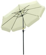 Outsunny Chapéu de Sol de Jardim Ø266x250 cm Proteção UV50+ Chapéu de Sol de Alumínio Inclinável com Teto de Ventilação Manivela para Terraço Varanda Exterior Bege