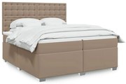 vidaXL Cama com molas/colchão 200x200 cm couro artificial cappuccino