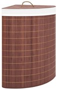 Cesto de canto para roupa suja 60 L bambu castanho