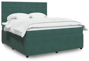 vidaXL Cama com molas/colchão 180x200 cm veludo verde-escuro