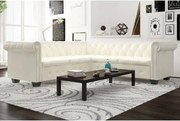 vidaXL Sofá de canto Chesterfield 5 lugares couro artificial branco