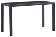 vidaXL Mesa de jardim 123x60x74 cm vime PE preto