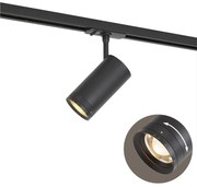 Foco moderno preto para sistema de calha monofásico com LED giratório e inclinável - Iconic Zoom