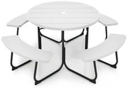 Conjunto de jardim para 8 pessoas com mesa e 4 bancos, orifício para guarda-sol e mesa de campismo redonda para piquenique no jardim Carga 225 kg Bran