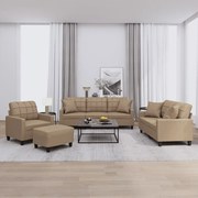 vidaXL 4 pcs conjunto sofás com almofadas couro artificial cappuccino