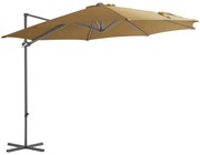 Guarda-sol cantilever c/ poste de aço 300 cm cinza-acastanhado