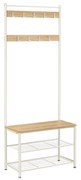 Cabideiro de hall com banco para sapatos | VASAGLE | 32.5 x 70 x 175 cm | branco|carvalho | HSR041W09.