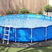vidaXL Lona para Fundo de Piscina Cinzento-claro Ø 610 cm