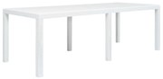 Mesa de jardim 220x90x72 cm plástico branco com aspeto de vime